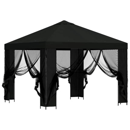 Havelæger med sidevægge 3 x 3 m Sort Polyester og Stål 190 gsm