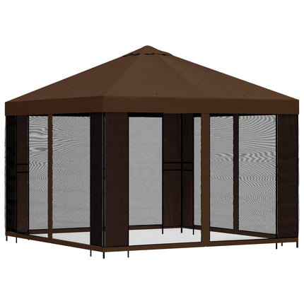 Havelæger med sidevægge 3 x 3 m Brun Polyester og Stål 190 gsm