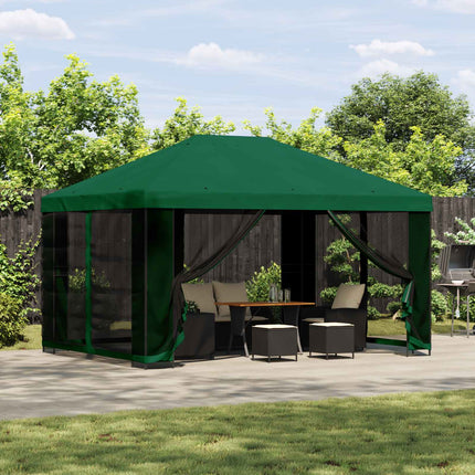 Pavillon 4 × 3 m Grøn Polyester og Stål 190 gsm