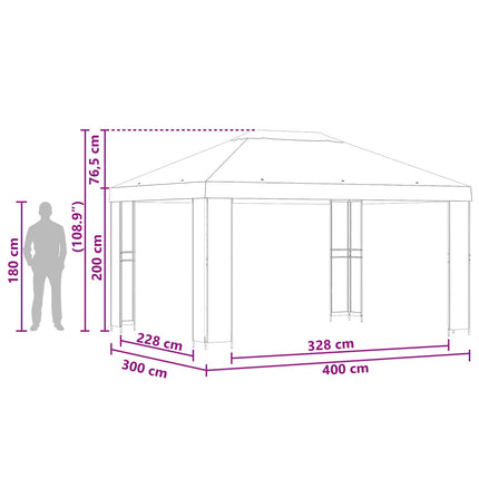 Pavillon 4 × 3 m Gul Polyester og Stål 190 gsm