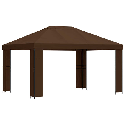 Pavillon 4 × 3 m Brun Polyester og Stål 190 gsm