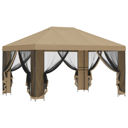 Havelæger med sidevægge 4 × 3 m Beige Polyester og Stål 190 gsm