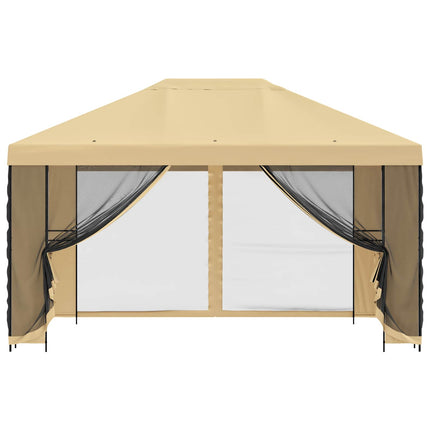 Havelæger med sidevægge 4 × 3 m Cremefarvet Polyester og Stål