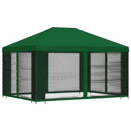 Havelæger med sidevægge 4 × 3 m Grøn Polyester og Stål 190 gsm