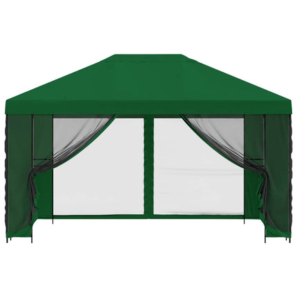 Havelæger med sidevægge 4 × 3 m Grøn Polyester og Stål 190 gsm