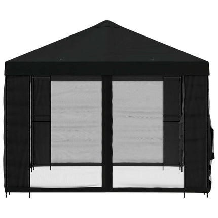 Pavillon med sidetapper 4 × 3 m Sort Polyester og Stål 190 gsm