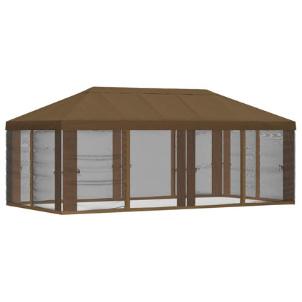 Gazebo Cover med sidevægge 6 x 3 m Gråbrun Polyester 190