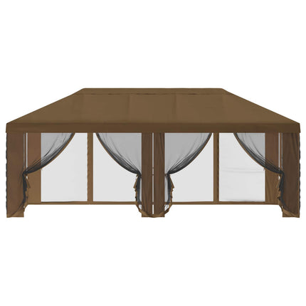 Gazebo Cover med sidevægge 6 x 3 m Gråbrun Polyester 190
