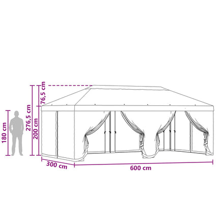 Gazebo Cover med sidevægge 6 x 3 m Blå Polyester 190