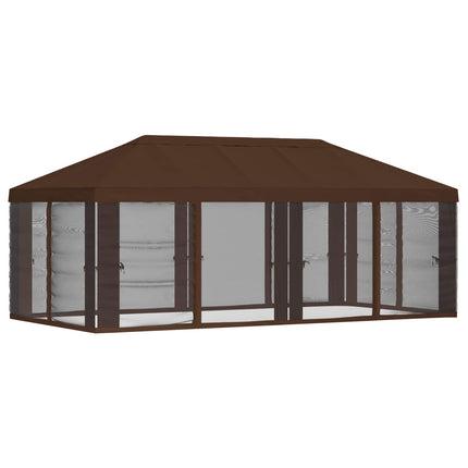 Gazebo Cover med sidevægge 6 x 3 m Brun Polyester 190