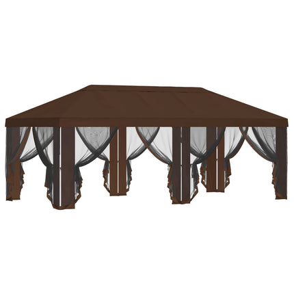Gazebo Cover med sidevægge 6 x 3 m Brun Polyester 190