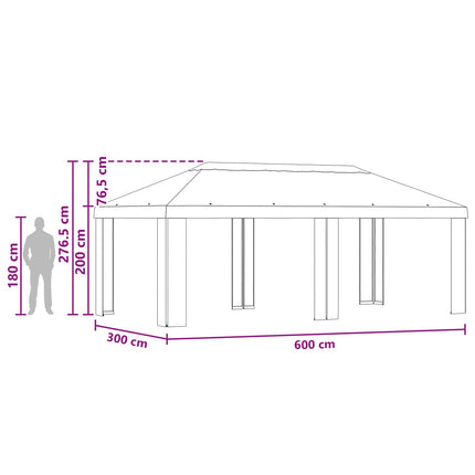 Gazebo Dække 6 x 3 m Beige Polyester 190 gsm
