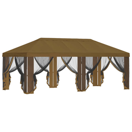 Gazebo Cover med sidevægge Gråbrun 600,5 x 300,5 cm Polyester