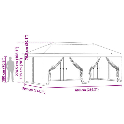 Gazebo Cover med sidevægge Gul 600,5 x 300,5 cm Polyester