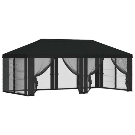 Gazebo Cover med sidevægge Sort 600,5 x 300,5 cm Polyester