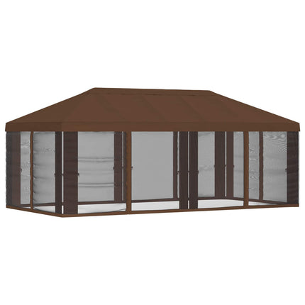 Gazebo Cover med sidevægge Brun 600,5 x 300,5 cm Polyester
