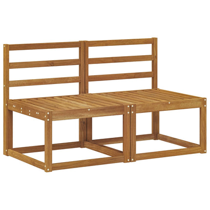 2 Stk Udendørs Mellem Sofa Massivt Akacietræ Naturfarvet