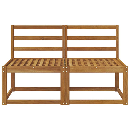 2 Stk Udendørs Mellem Sofa Massivt Akacietræ Naturfarvet