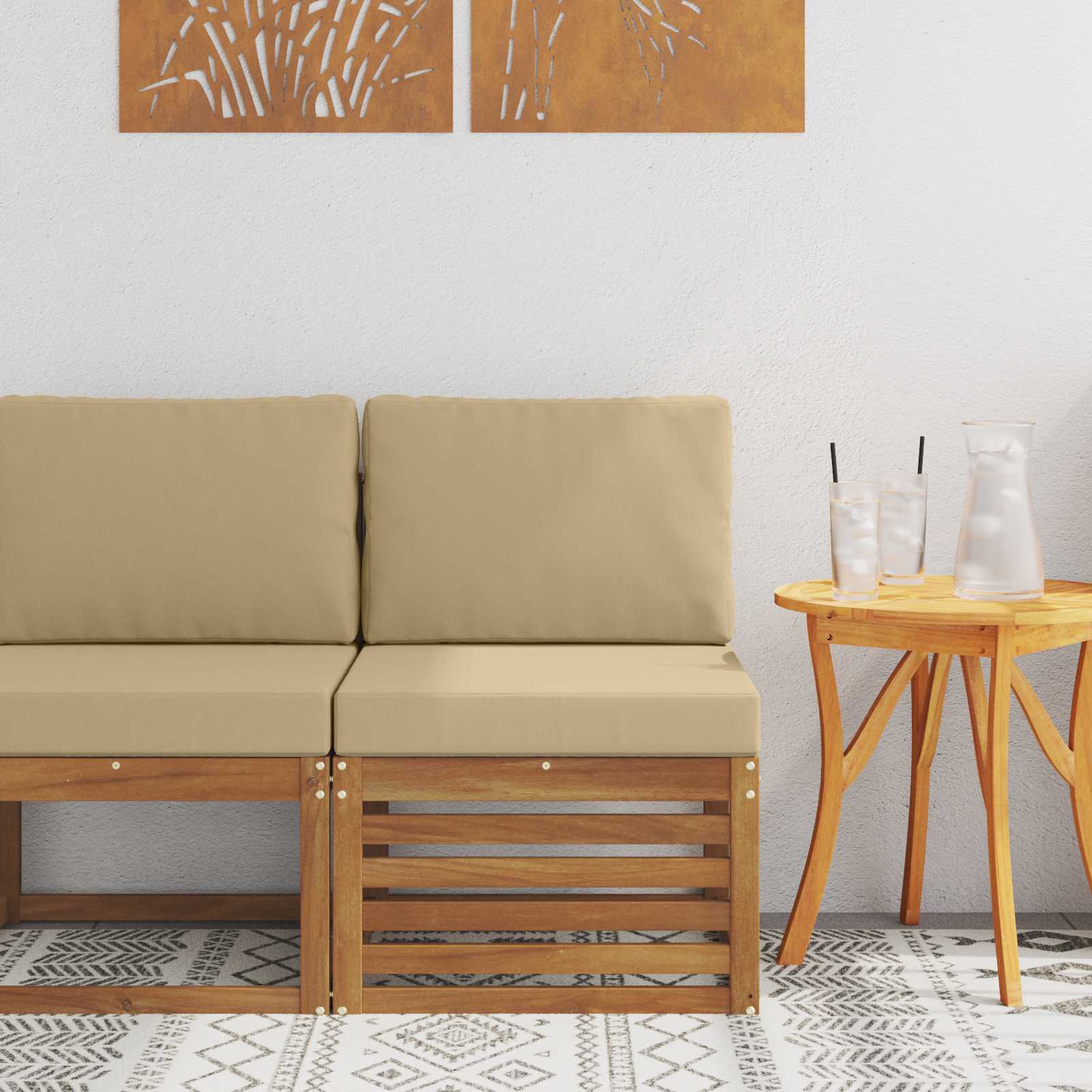 Udendørs Mellem Sofa Massivt Akacietræ Naturfarvet