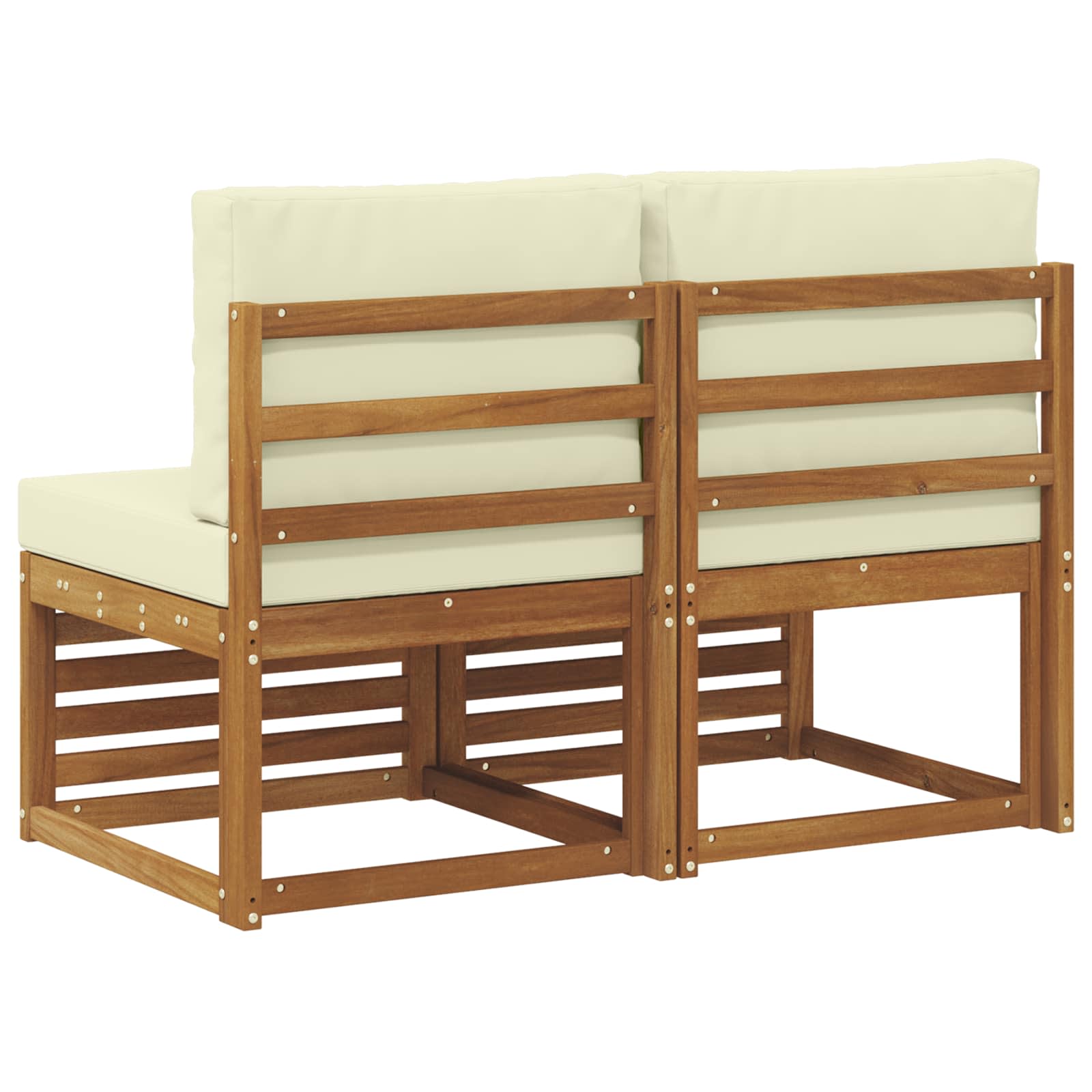 2 Stk Udendørs Mellem Sofa Massivt Akacietræ Naturfarvet