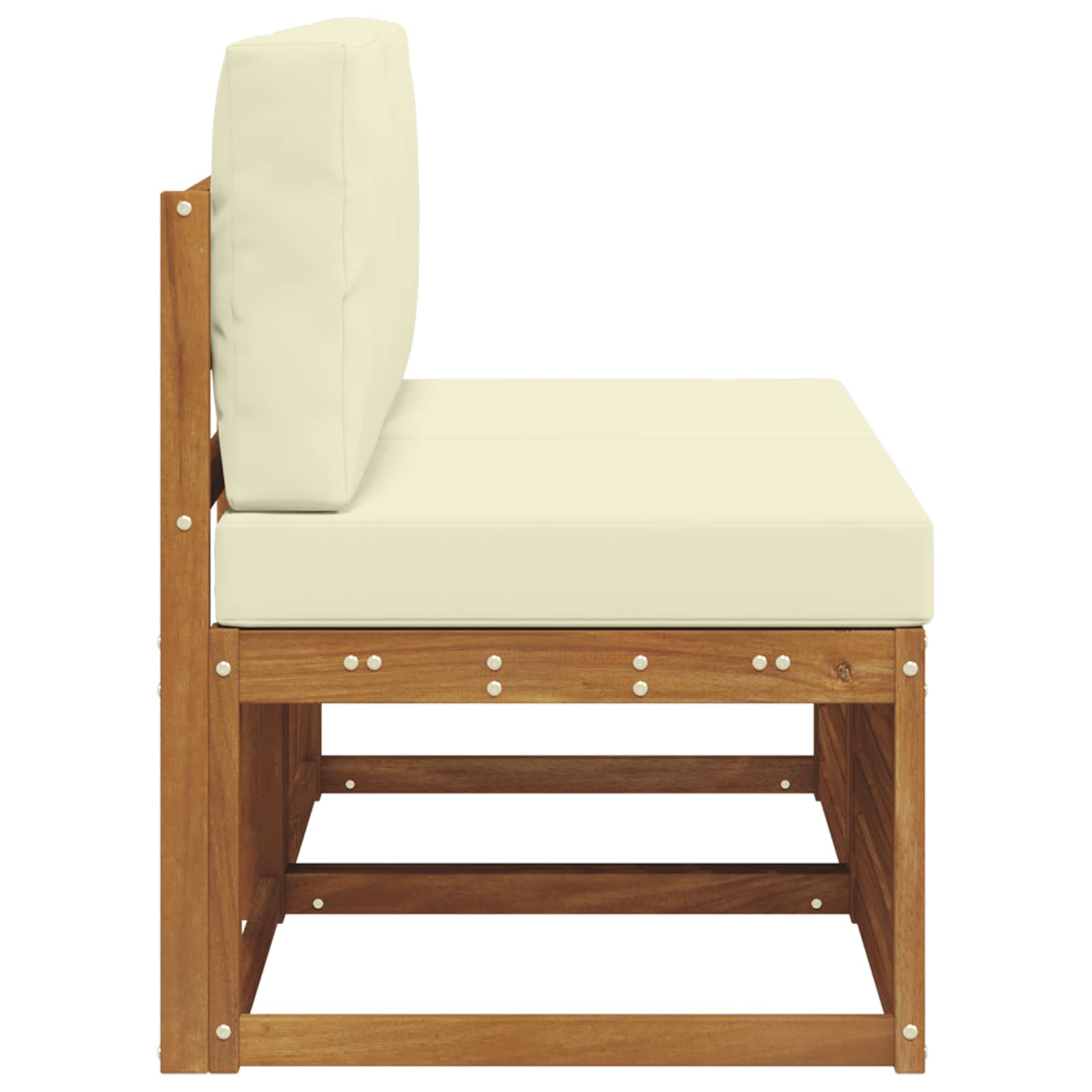 2 Stk Udendørs Mellem Sofa Massivt Akacietræ Naturfarvet
