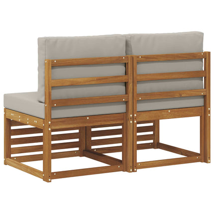 2 Stk Udendørs Mellem Sofa Massivt Akacietræ Naturfarvet