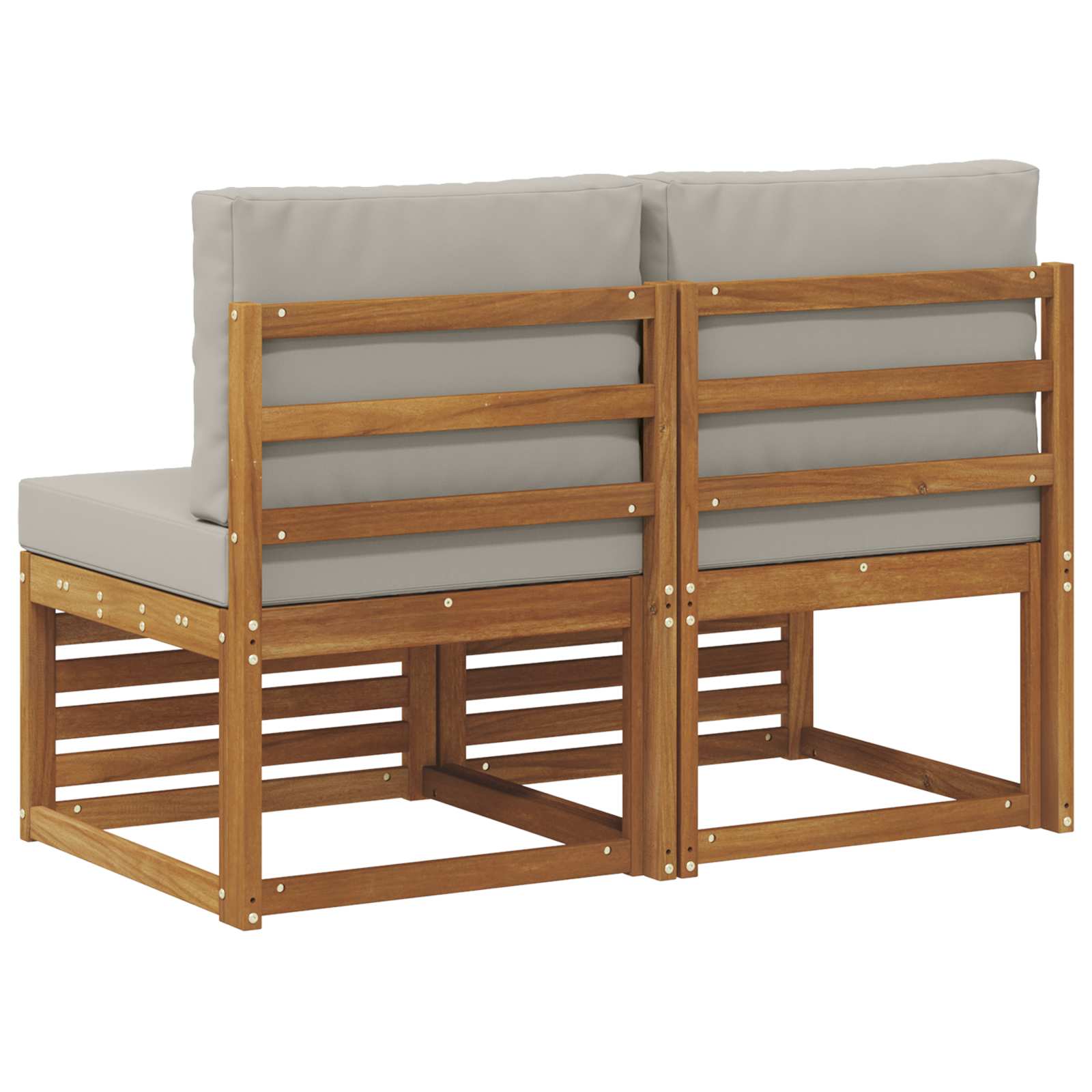 2 Stk Udendørs Mellem Sofa Massivt Akacietræ Naturfarvet