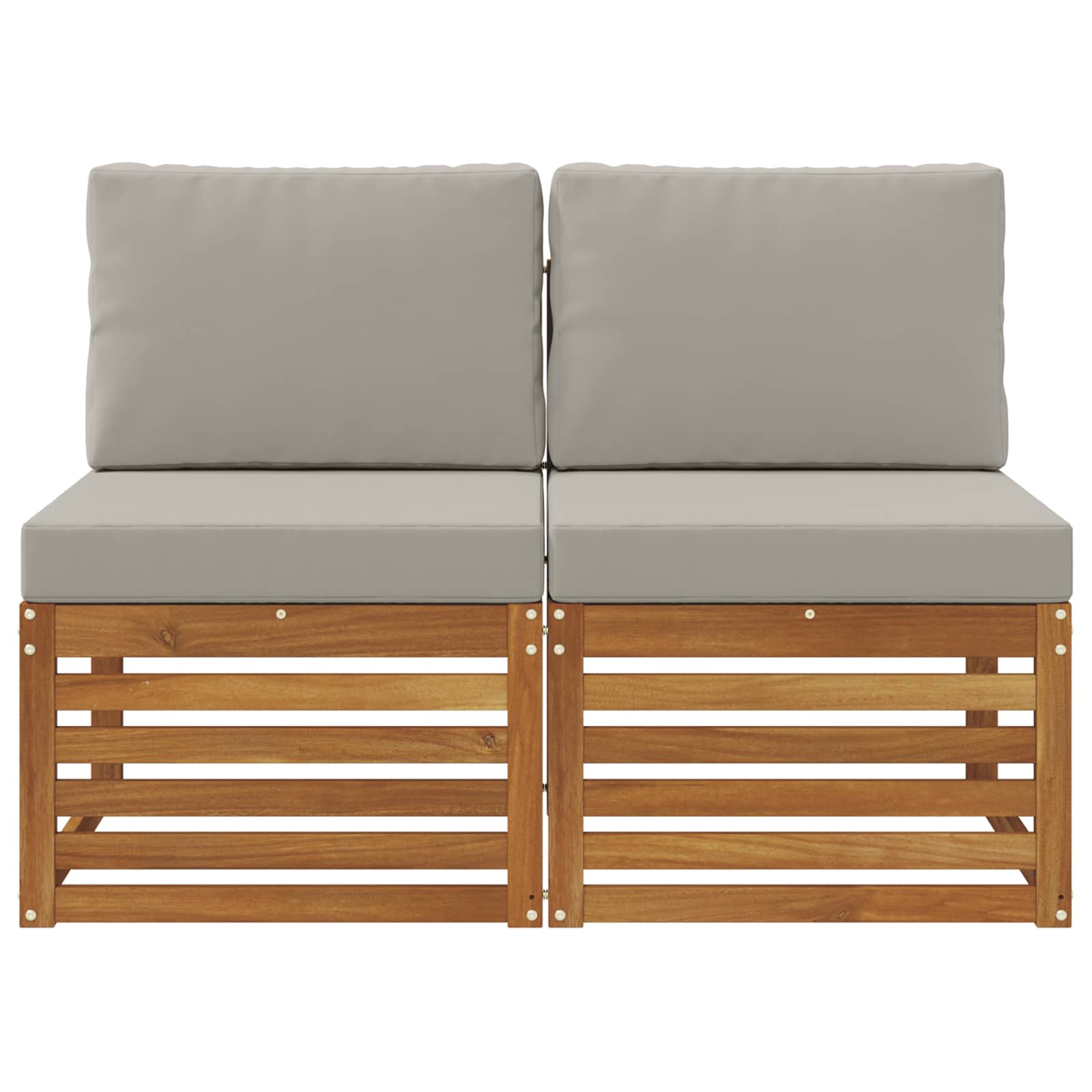 2 Stk Udendørs Mellem Sofa Massivt Akacietræ Naturfarvet