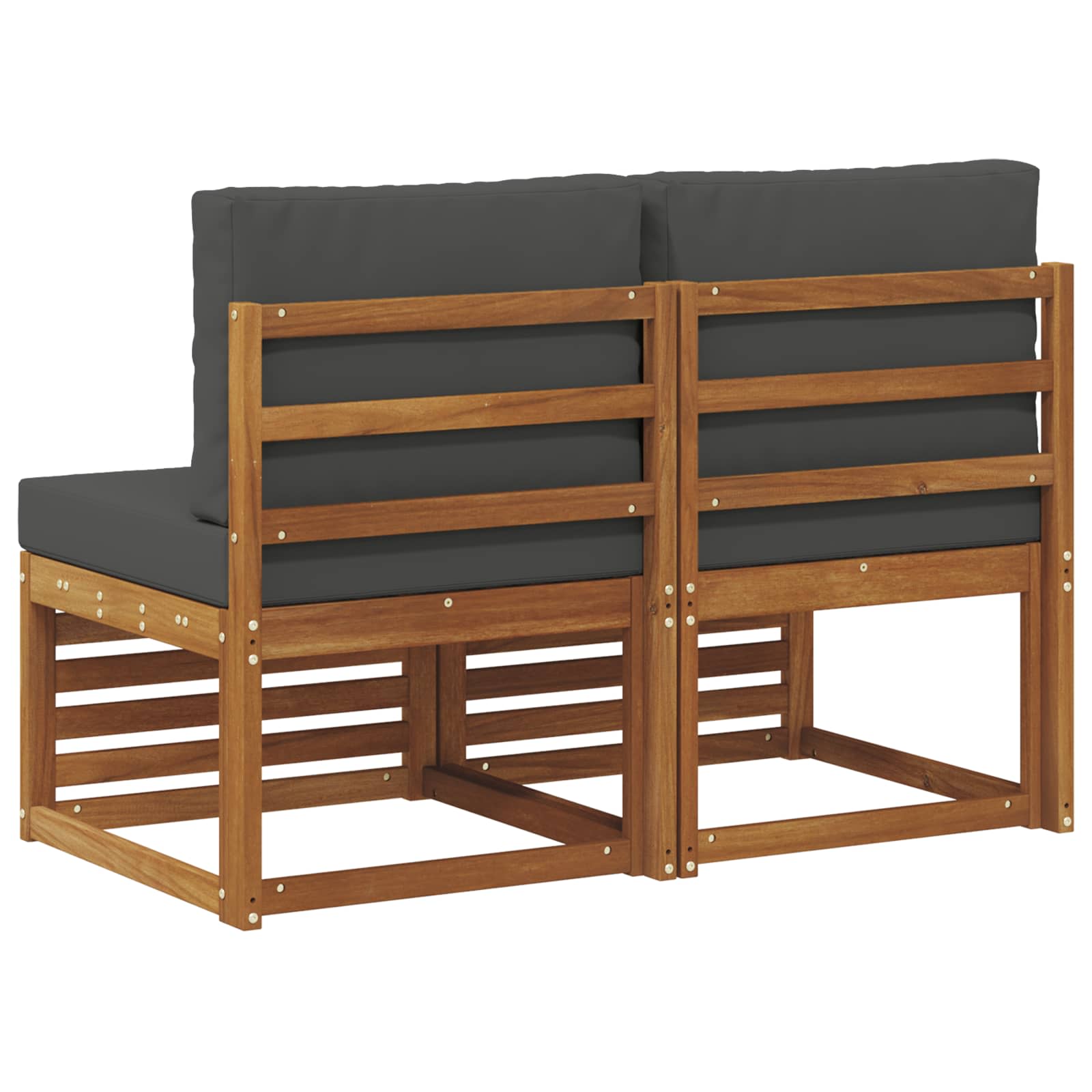 2 Stk Udendørs Mellem Sofa Massivt Akacietræ Naturfarvet