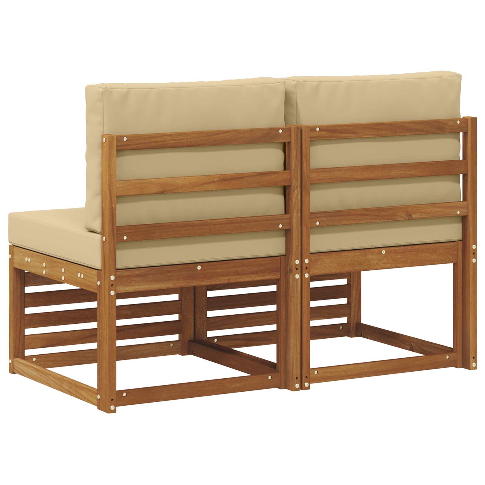 2 Stk Udendørs Mellem Sofa Massivt Akacietræ Naturfarvet