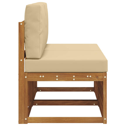 2 Stk Udendørs Mellem Sofa Massivt Akacietræ Naturfarvet