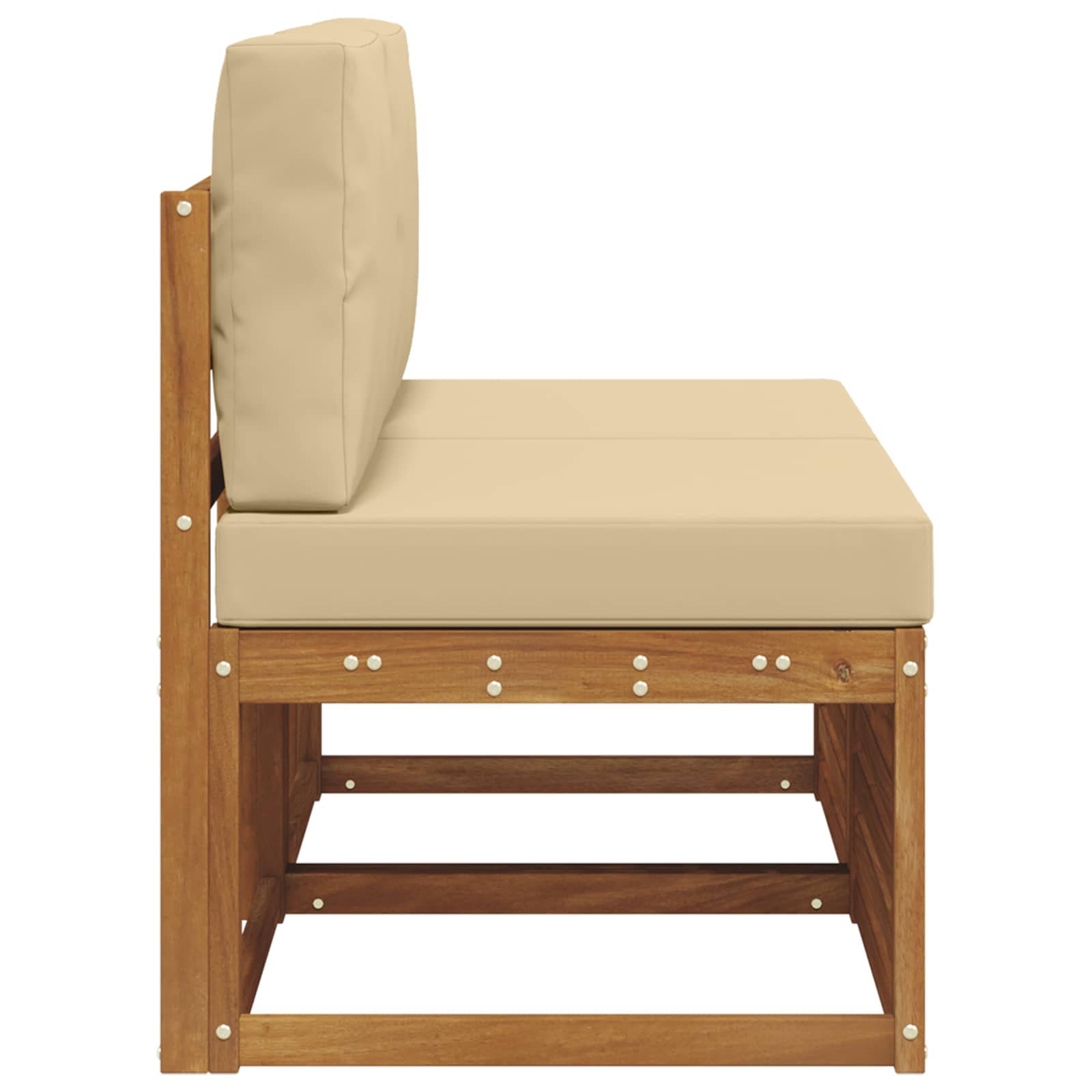 2 Stk Udendørs Mellem Sofa Massivt Akacietræ Naturfarvet