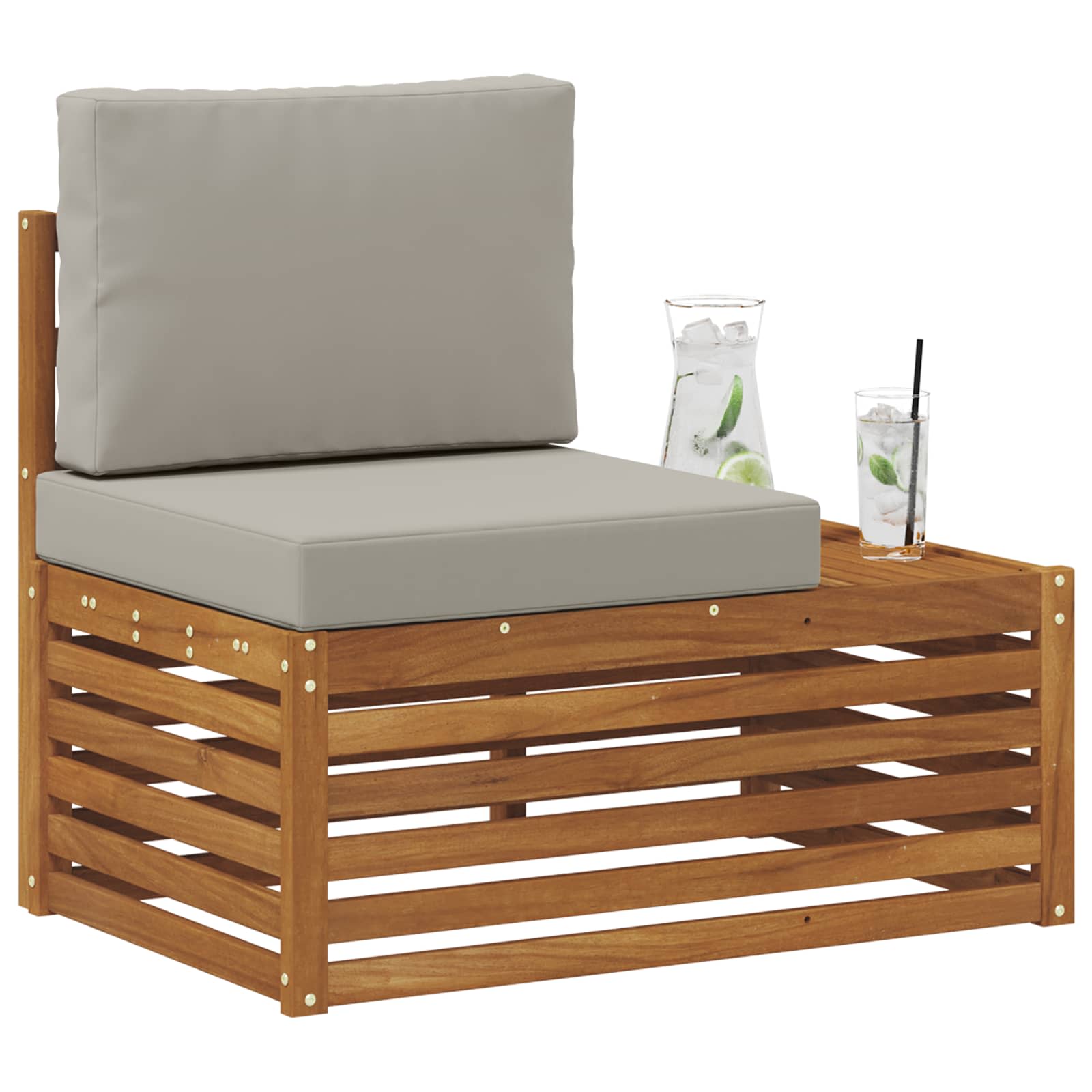 Udendørs end sofa Naturfarvet 91 x 63 x 73 cm Massivt Akacietræ