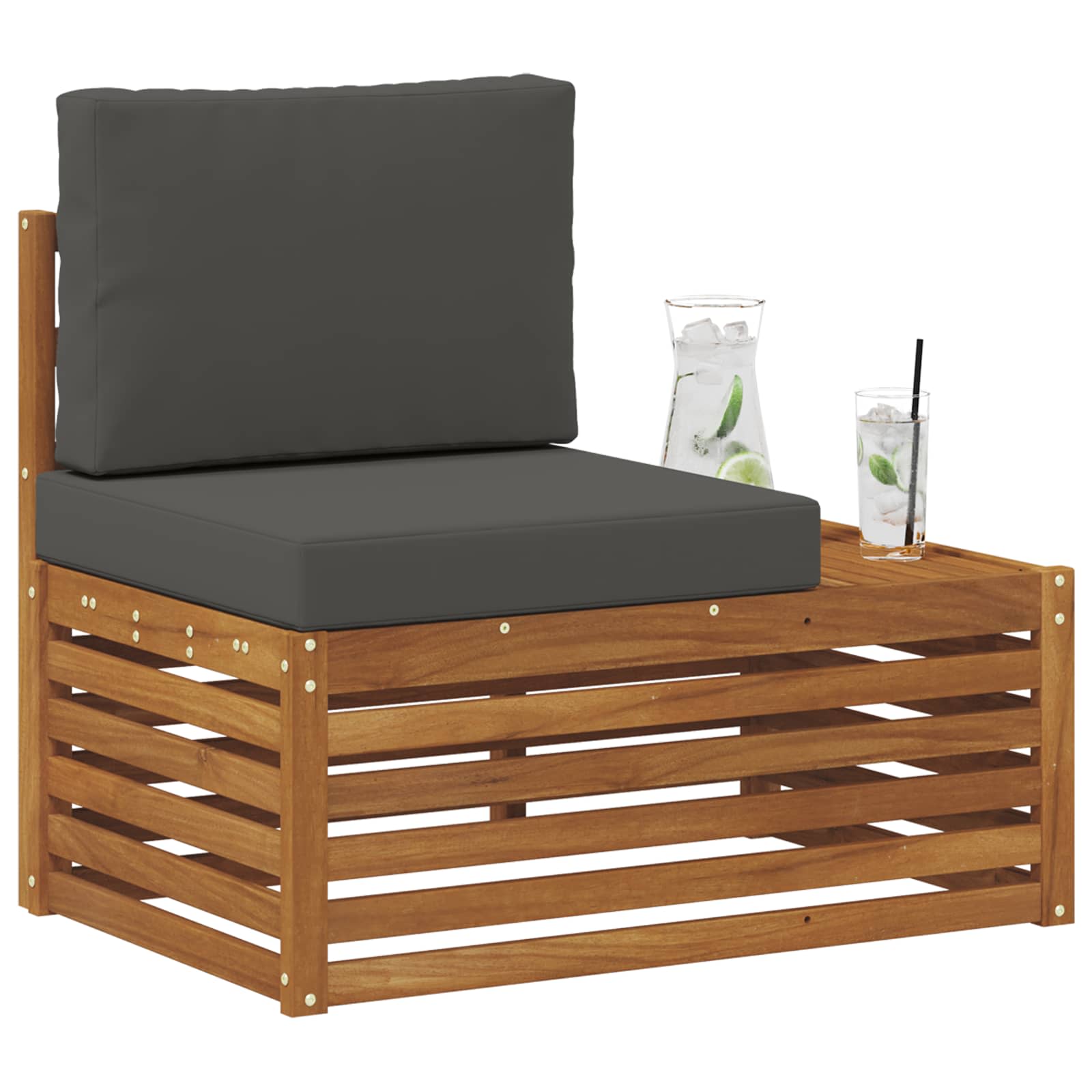 Udendørs end sofa Naturfarvet 91 x 63 x 73 cm Massivt Akacietræ