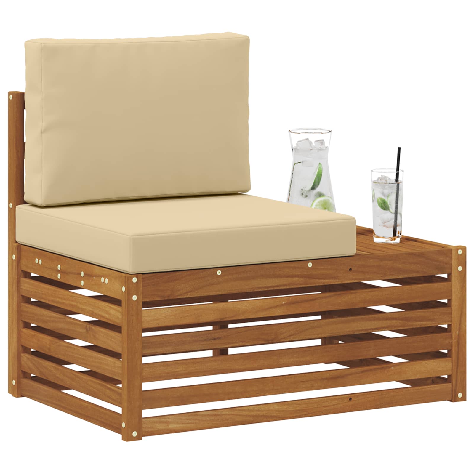 Udendørs end sofa Naturfarvet 91 x 63 x 73 cm Massivt Akacietræ