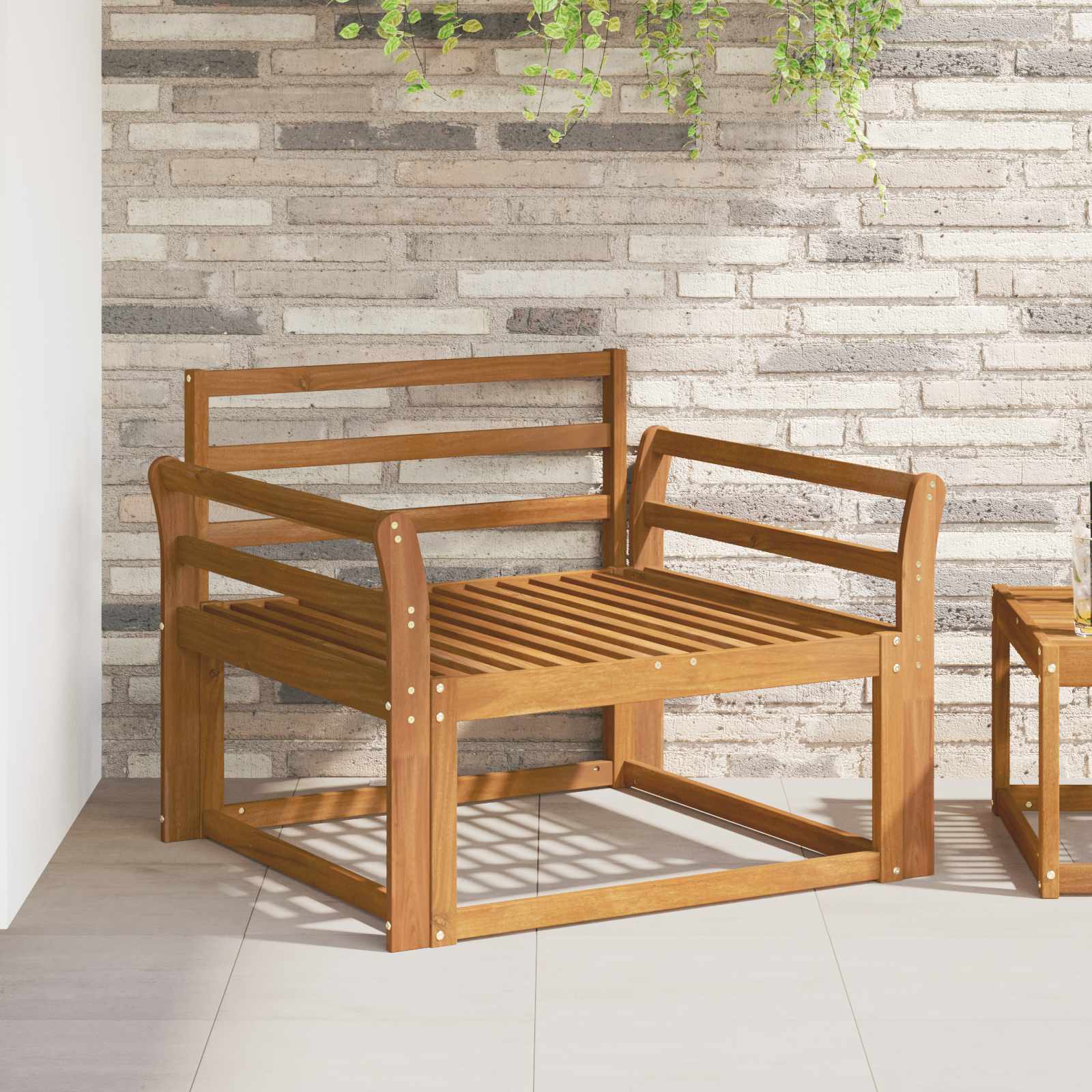 Armlæn 2 stk. Naturfarvet 79 x 8 x 60 cm Massivt Akacietræ billede