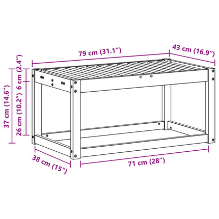 Udendørs Skammel Bænk Naturfarvet 79 x 43 x 37 cm
