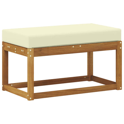 Udendørs Stolbænk med pude Naturlig og Fløde 79 x 43 x 37 cm