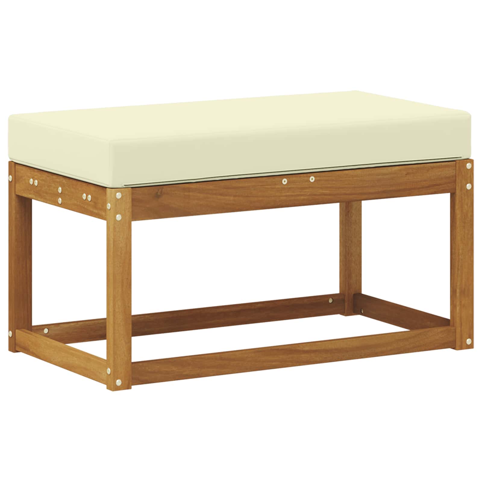 Udendørs Stolbænk med pude Naturlig og Fløde 79 x 43 x 37 cm