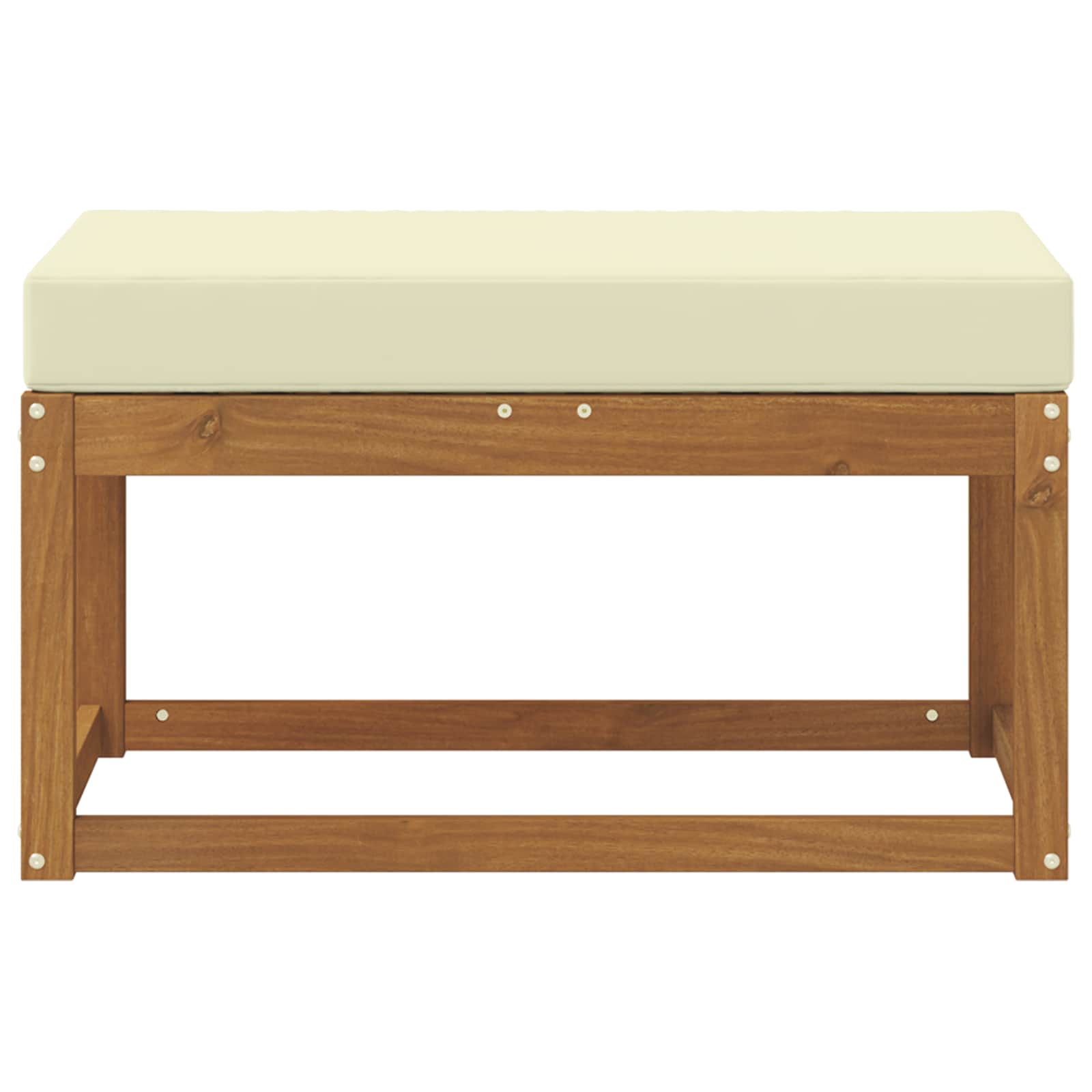 Udendørs Stolbænk med pude Naturlig og Fløde 79 x 43 x 37 cm