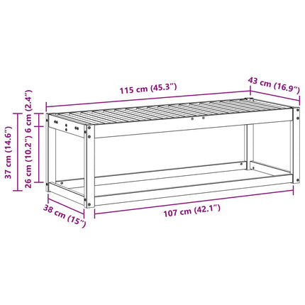 Udendørs Skammel Bænk Naturfarvet 115 x 43 x 37 cm