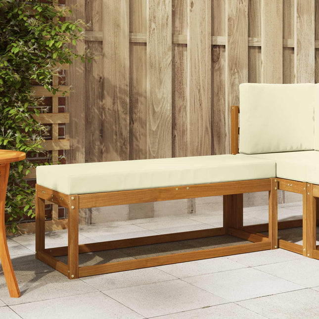 Udendørs Stolbænk med pude Naturlig og Fløde 115 x 43 x 45 cm
