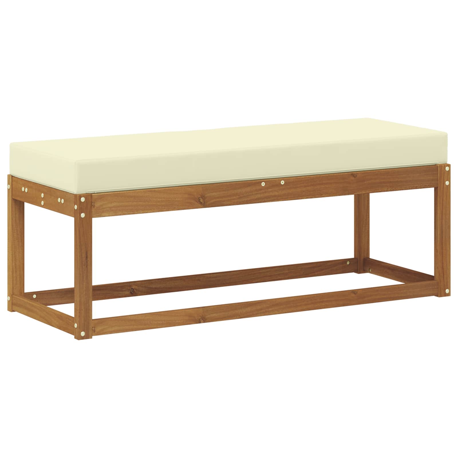 Udendørs Stolbænk med pude Naturlig og Fløde 115 x 43 x 45 cm