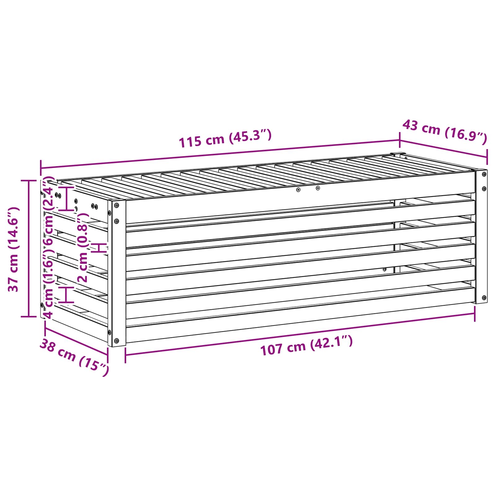 Udendørs Skammel Bænk Naturfarvet 115 x 43 x 37 cm