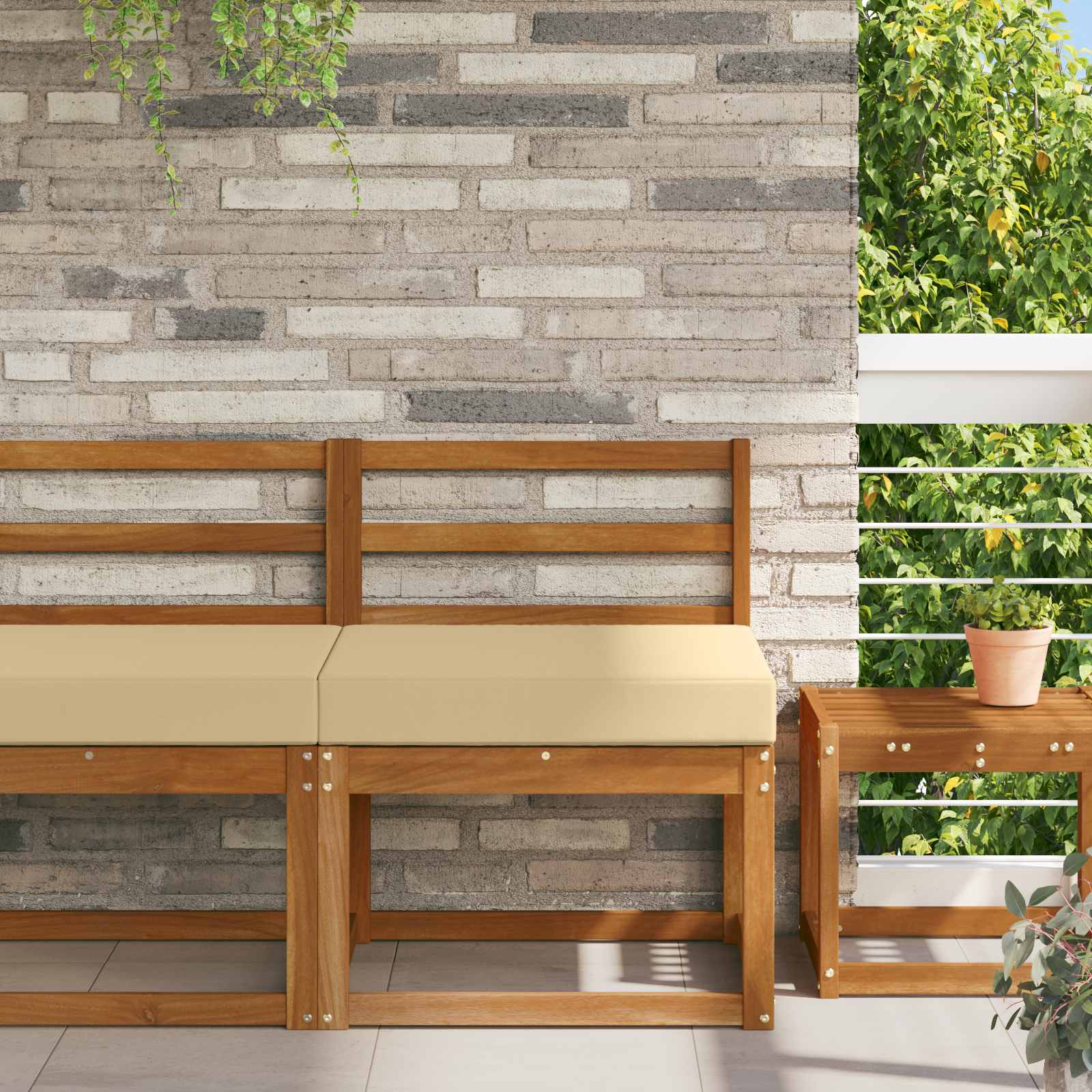 Udendørs Sofa Pude Beige 60 x 60 x 8 cm Polyester