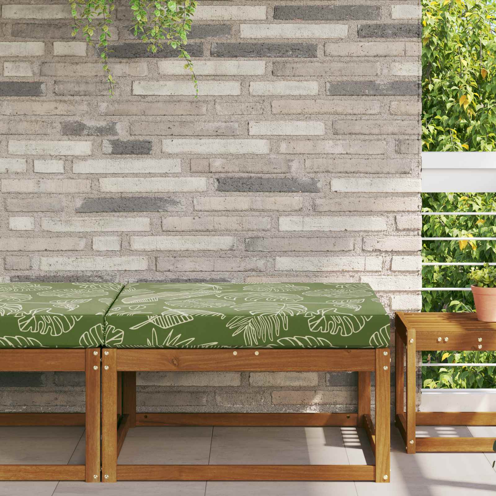Udendørs Sofa Pude Bladdesign 80 x 80 x 8 cm Polyester
