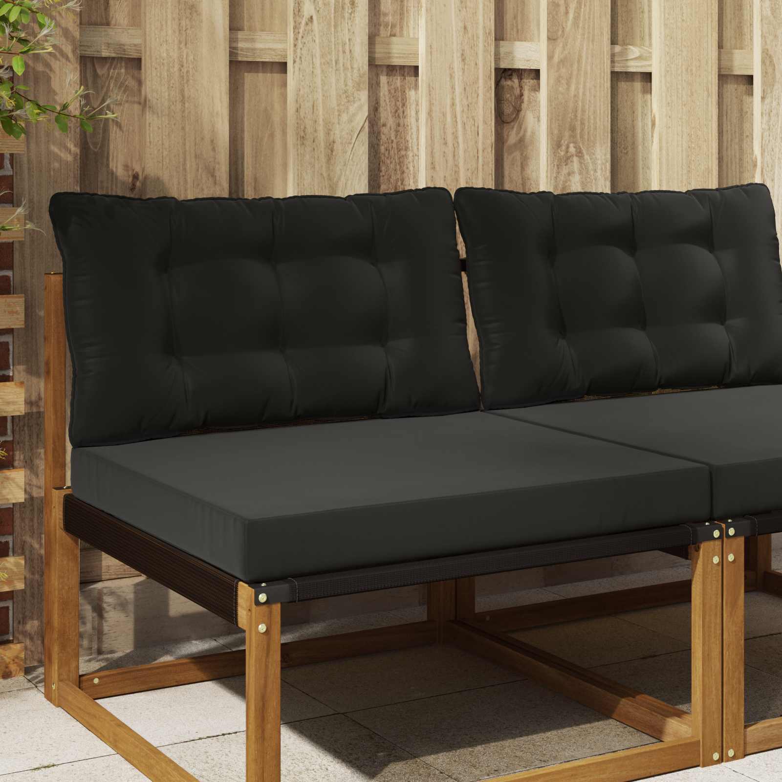 Udendørs Sofa Pude 2 pcs Sort Polyester