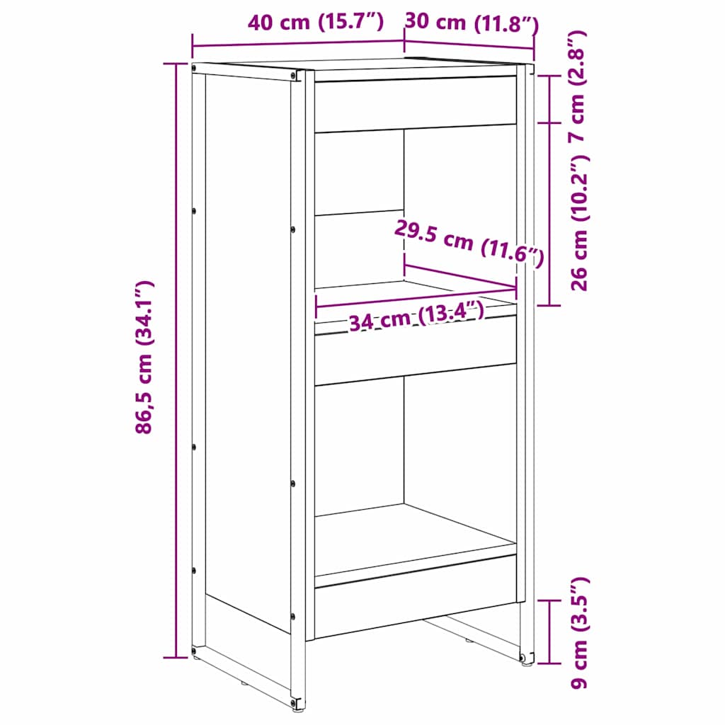 Bogskab Gammelt træ 40 x 30 x 86,5 cm Konstrueret træ