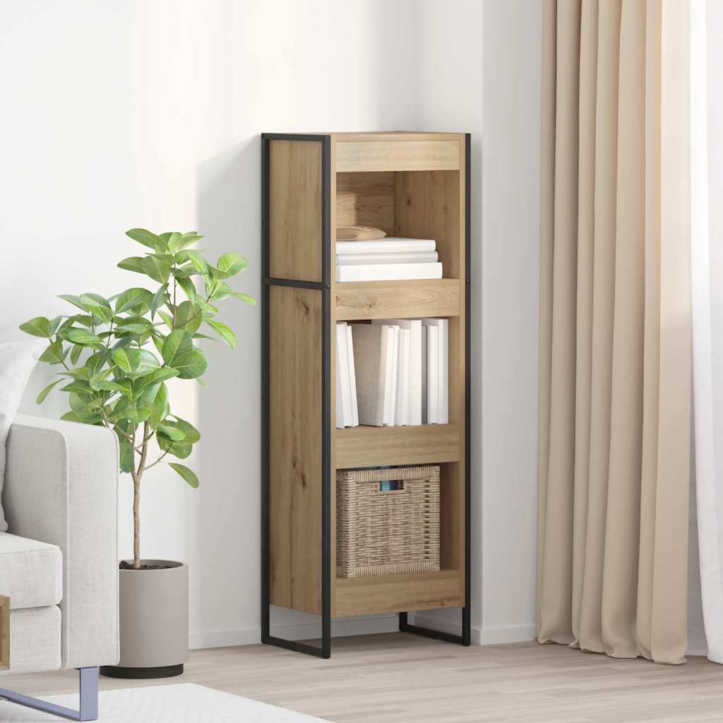 Bogskab i industriel stil - Artisan eg, 40 × 30 × 121 cm, konstrueret træ
