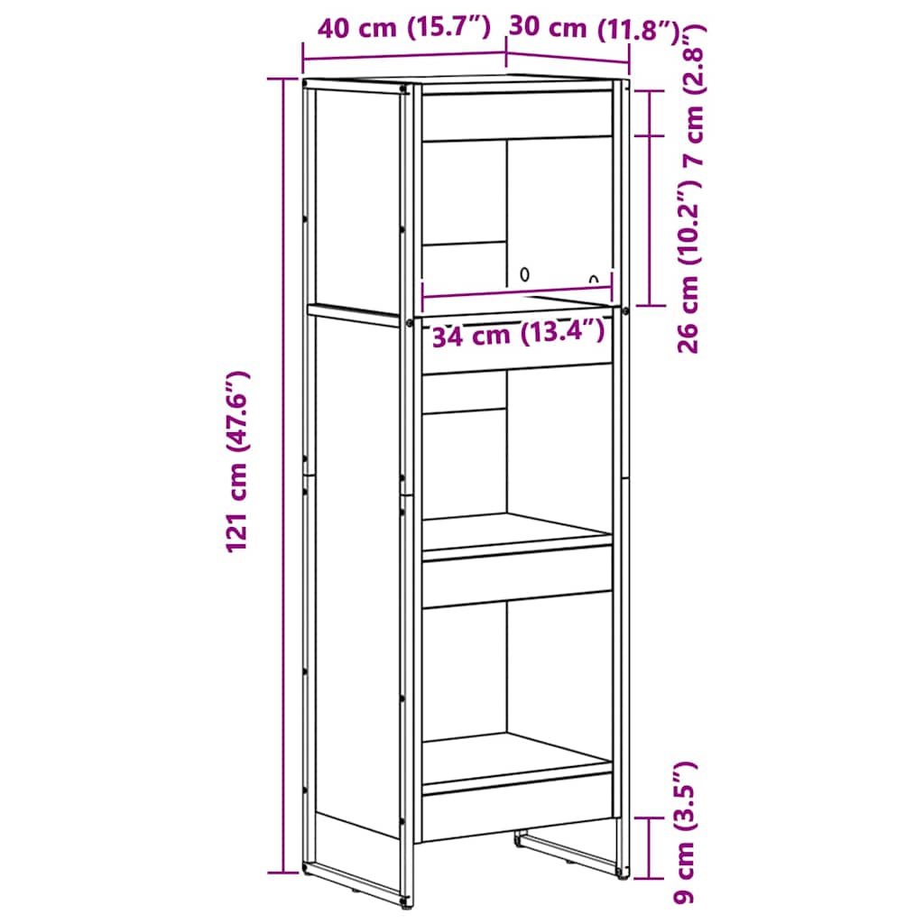 Bogskab Artisan eg 40 x 30 x 121 cm Konstrueret træ